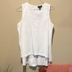 Melissa Paige White Hi Lo Top w Pleated back